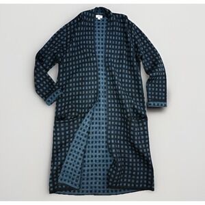 Closed Long Check Knit Sweater Coatigan Womens Small Blue Wool Mohair $465